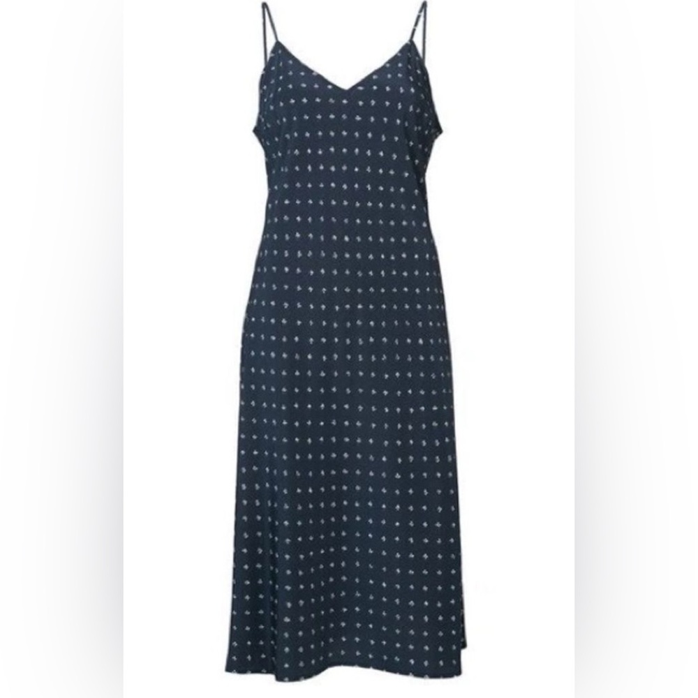 Vince 100% Silk Navy Blue Floral Slip Dress - Size S